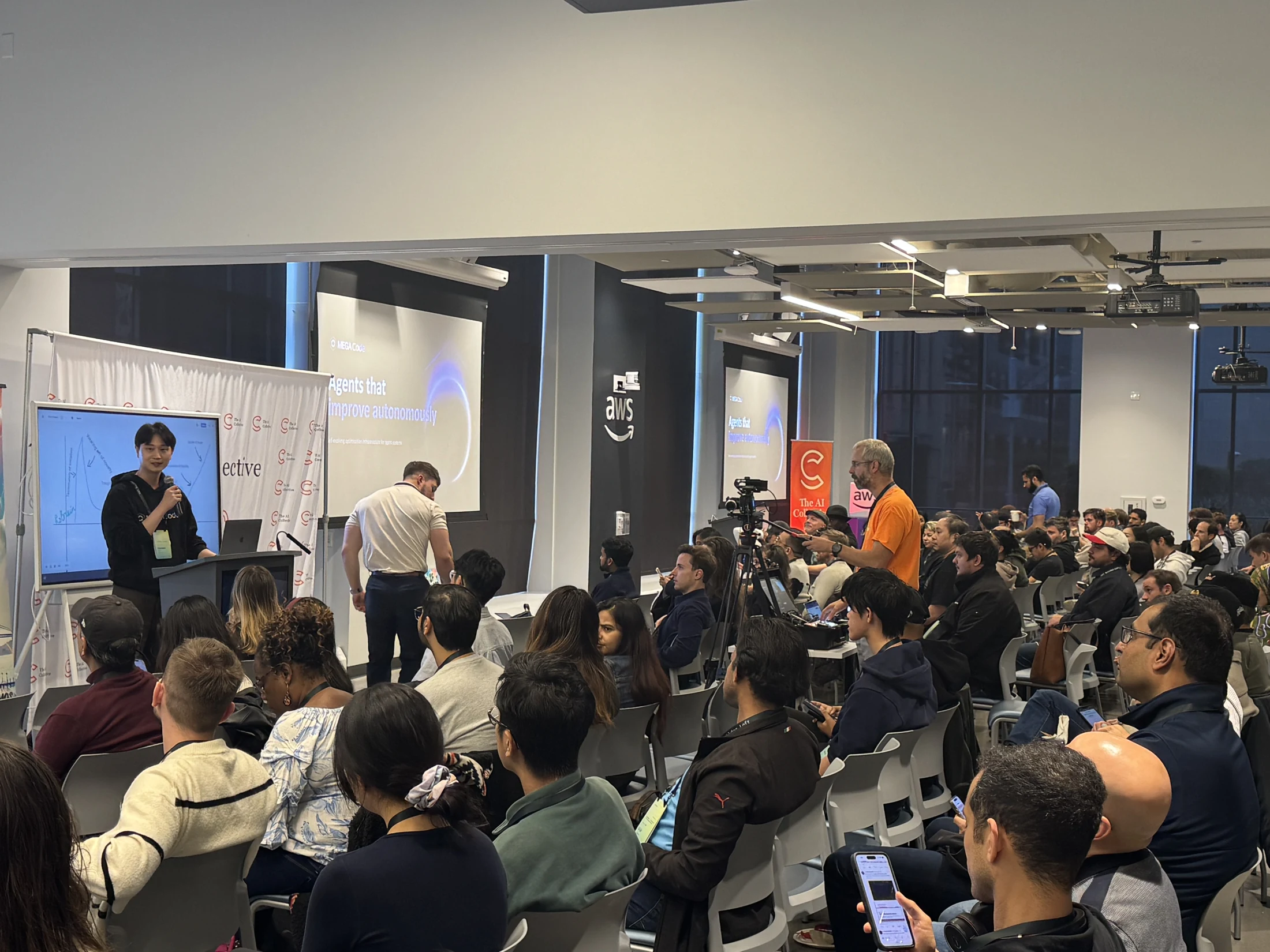 Chanwoo presenting an AI product at SF Demo Night in San Francisco